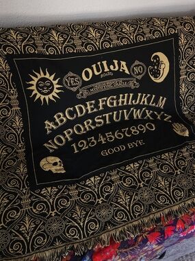 Ouija Spirit Board Blanket Hasbro Woven Tapestry Throw 50x60 Halloween Gothic